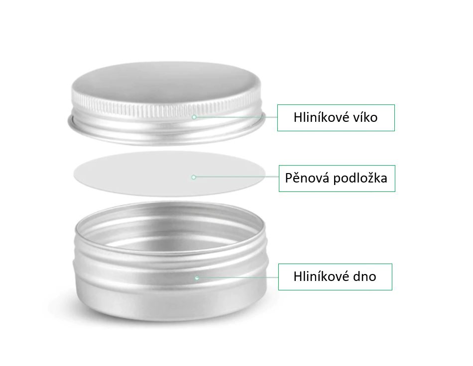 Kulatá hliníková dóza s uzávěrem